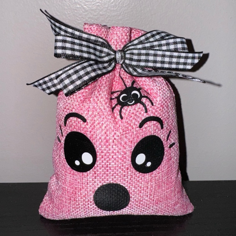 Pink Tiny Burlap Ghost Sack Halloween Decor